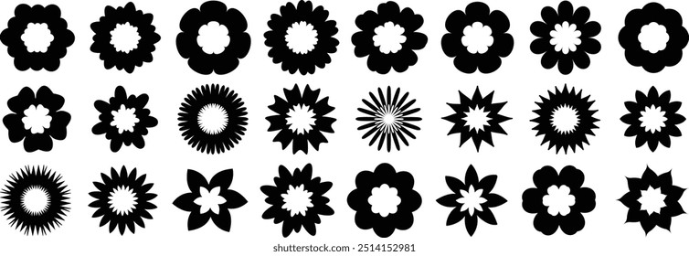 Flower geometric shapes. black brutalism abstract symbols. Design with vector and decorative patterns. vector design.