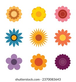 Flower geometric shapes. Colorful, minimalist, abstract symbol for element, illustration