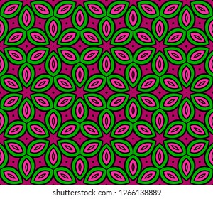 Flower Geometric Vector Paper For Scrapbook. Stylish Fashion Design Background. Seamless.