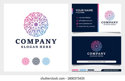 Flower geometry logo design vector, can use spa ,salon, yoga, beauty, decoration with business card template