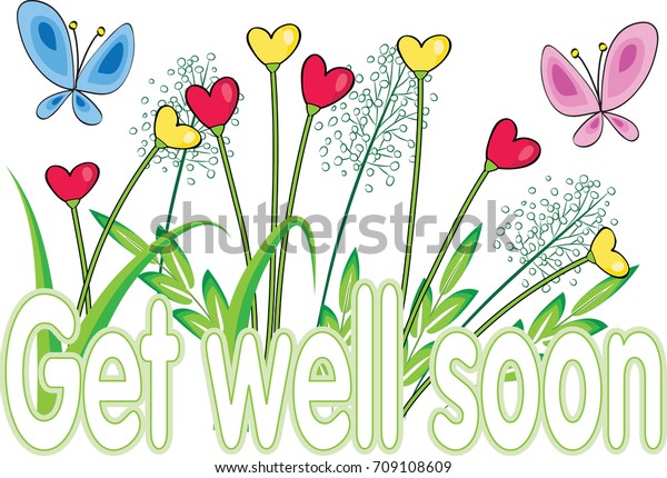 Flower Get Well Soon Greeting Card Stock Vector (Royalty Free) 709108609