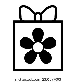 Flower in a gift box icon isolated, florist shop and events concept