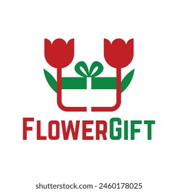 logotipo moderno plano del regalo de flores