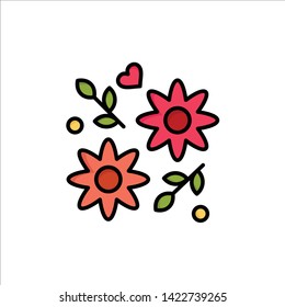 Flower, Gift, Love, Wedding  Flat Color Icon. Vector icon banner Template