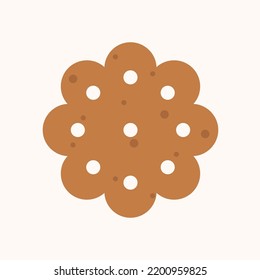 Flower gingerbread cookie. Christmas cookie vector flat illustration.