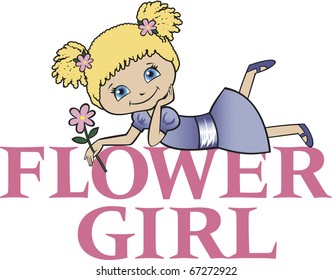 Flower Girl with Blonde Curly Hair Caucasian