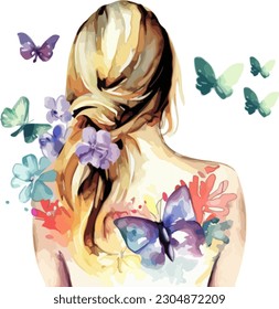 Flower Girl with Butterfly Vector Sublimation 