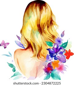 Flower Girl with Butterfly Vector Sublimation 