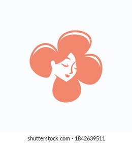 Flower girl logo concept. Beauty logo.