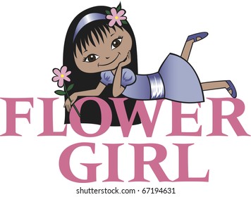 Flower Girl with Long Black Hair Mocha Skin Asian Features