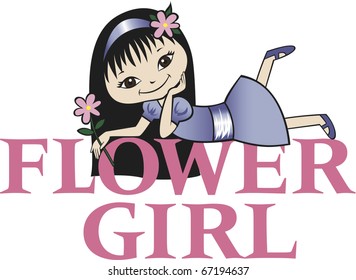 Flower Girl with Long Black Hair Asian Features