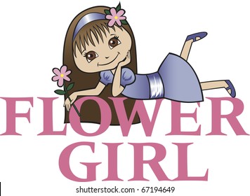 Flower Girl with Long Brunette Hair