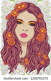 Flower Girl Pattern Handmade Backround Illustration