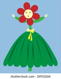 Flower Girl Vector Illustration
