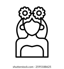 Flower Girl Vector Line Icon Design