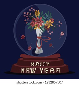 flower in glass ball for decoration vector illustration