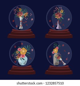 flower in glass ball for decoration vector illustration