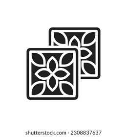 Flower Glass Block Filled Icon Vector Illustration