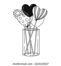 Flower in a glass vase with a pendant. Vector