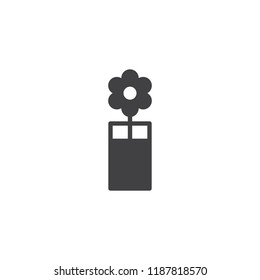 Flower in a glass vector icon. filled flat sign for mobile concept and web design. Vase with flower simple solid icon. Symbol, logo illustration. Pixel perfect vector graphics