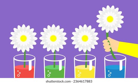 Flor en un vaso. Ilustración vectorial de diseño plano.