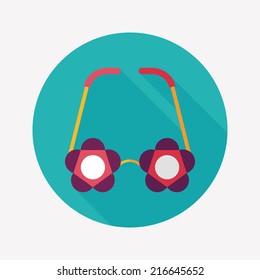 flower glasses flat icon with long shadow,eps10
