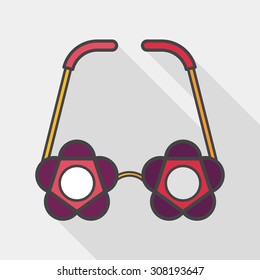 flower glasses flat icon with long shadow,eps10