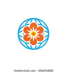 Flower Globe Logo Icon Design