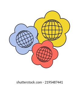 Flower Globe  Patch Streetwear, Urban Design Color Full Color Patch Commercial Use