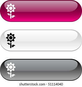Flower glossy buttons. Three color version.