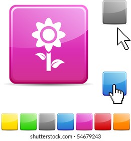 Flower glossy vibrant web icon.