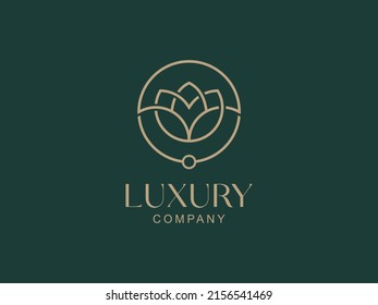 FLOWER, GOLD BEAUTY LOGO  ICON, DECORATIVE GOLD TEXTURE LOGO