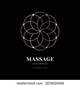 Flower gold lotus logo luxury vector design. Massage and spa logo on black background