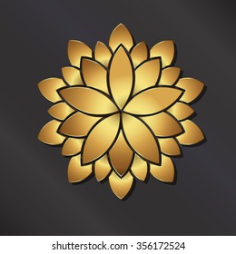 Flower golden mandala. Vector logo