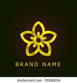 Flower golden metallic logo
