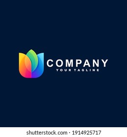diseño de logotipo de color de gradiente de flores