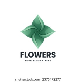 Flower gradient colorful logo design template