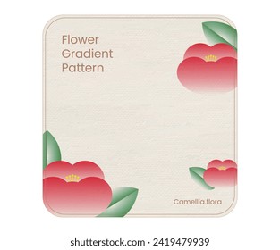 flower gradient pattern graphic design floral red camellia leaf nature card holiday romantic shape simple oriental flower Asia bloom brochure flyer postcard background paper vintage retro element