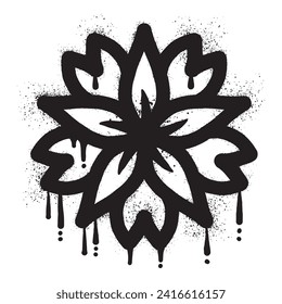 Flower graffiti drawn with black spray paint