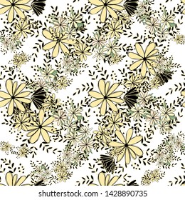 Flower graphic design. Cute seamless vector tile pattern. Retro vintage. line chamomile design.