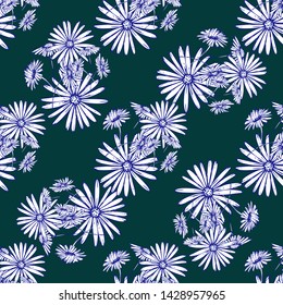 Flower graphic design. Cute seamless vector tile pattern. Retro vintage. line chamomile design.