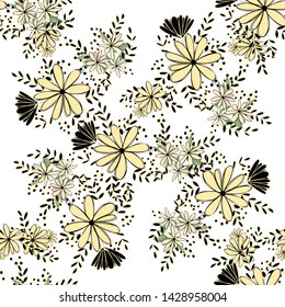 Flower graphic design. Cute seamless vector tile pattern. Retro vintage. line chamomile design.