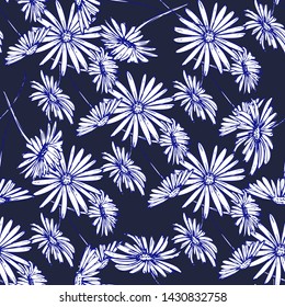 Flower graphic design. Cute seamless vector tile pattern. Retro vintage. line chamomile design.