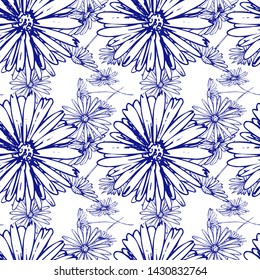 Flower graphic design. Cute seamless vector tile pattern. Retro vintage. line chamomile design.