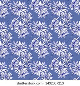 Flower graphic design. Cute seamless vector tile pattern. Retro vintage. line chamomile design.