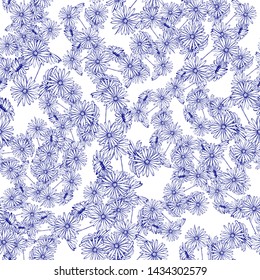 Flower graphic design. Cute seamless vector tile pattern. Retro vintage. line chamomile design.