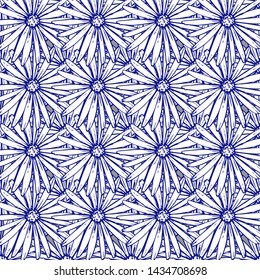 Flower graphic design. Cute seamless vector tile pattern. Retro vintage. line chamomile design.