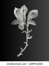 flower. Graphic design element on a dark gray background. vector illustration