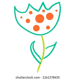 Flower graphic design. Floral elements doodle flowers. Modern botany. Vector illustration on white background.