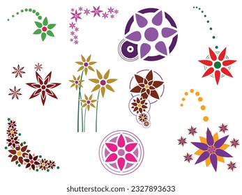 Flower Graphic Elements - 10 Separate graphic elements grouped for easy usage
